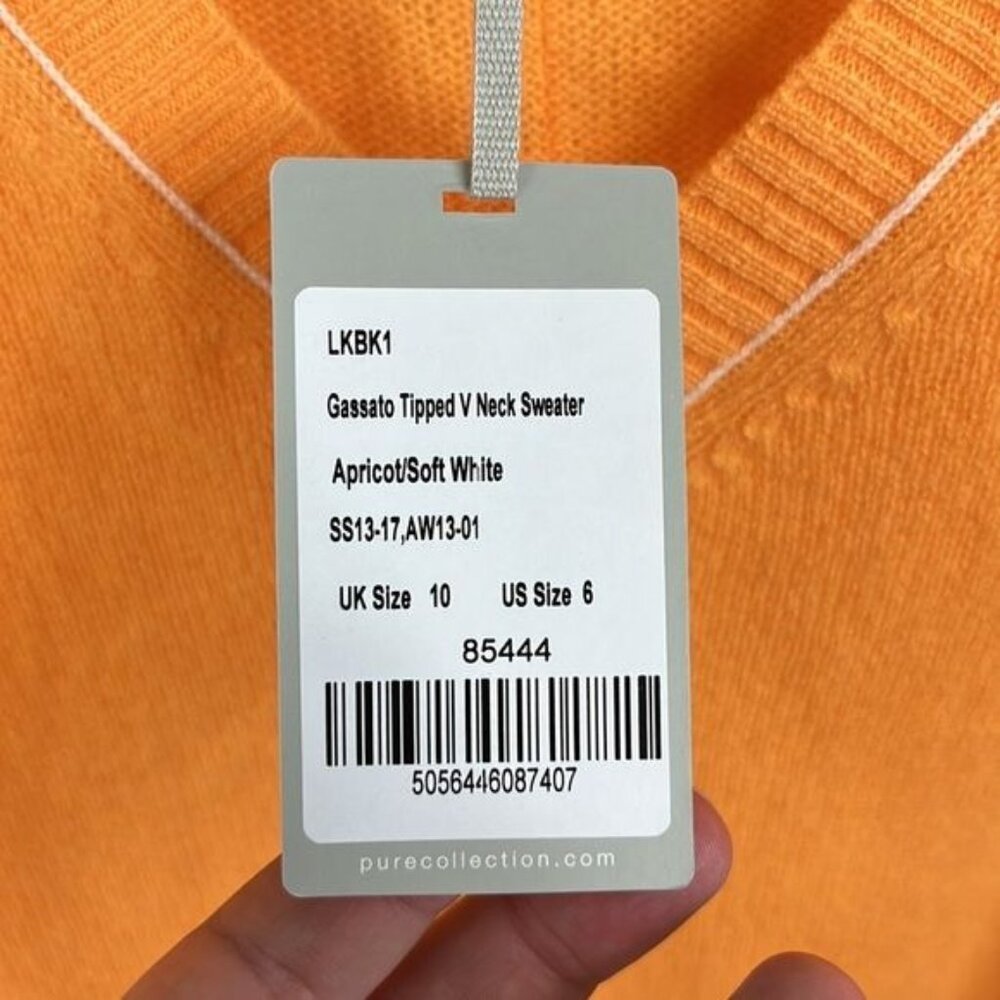 Pure Cashmere Gassato Tipped V Neck Sweater - Picture 8 of 8